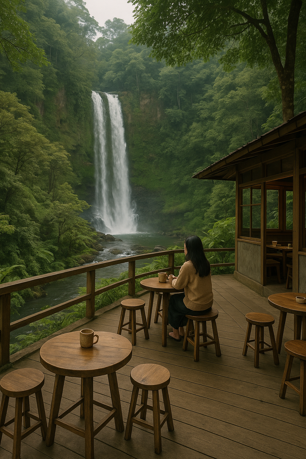 tempat ngopi view air terjun di Garut