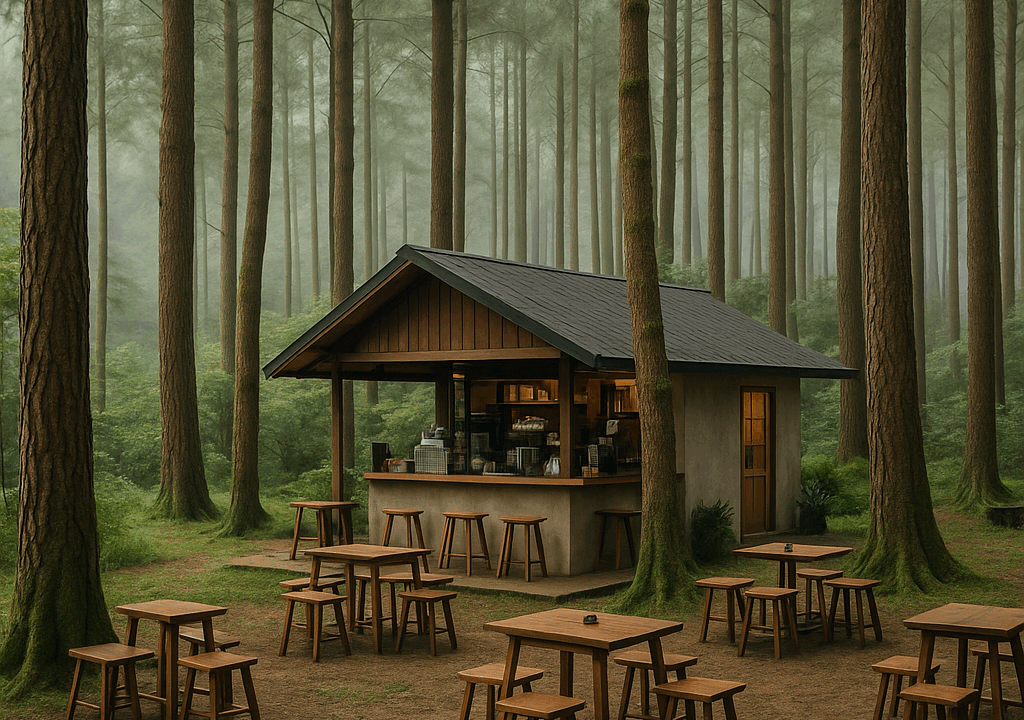 Tempat Ngopi di Tengah Hutan Pinus Jawa Barat yang Adem & Tenang