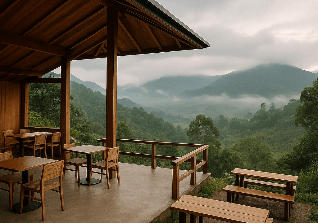 Cafe Semi Outdoor Estetik di Atas Bukit Kecil, Hidden Gem Buat Healing & Ngonten